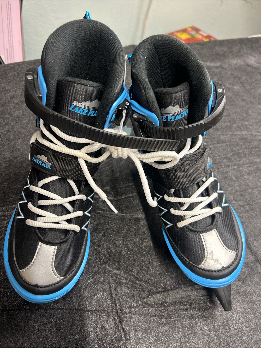 Lake Placid Kids Black and Blue Adjustable Ice Skates